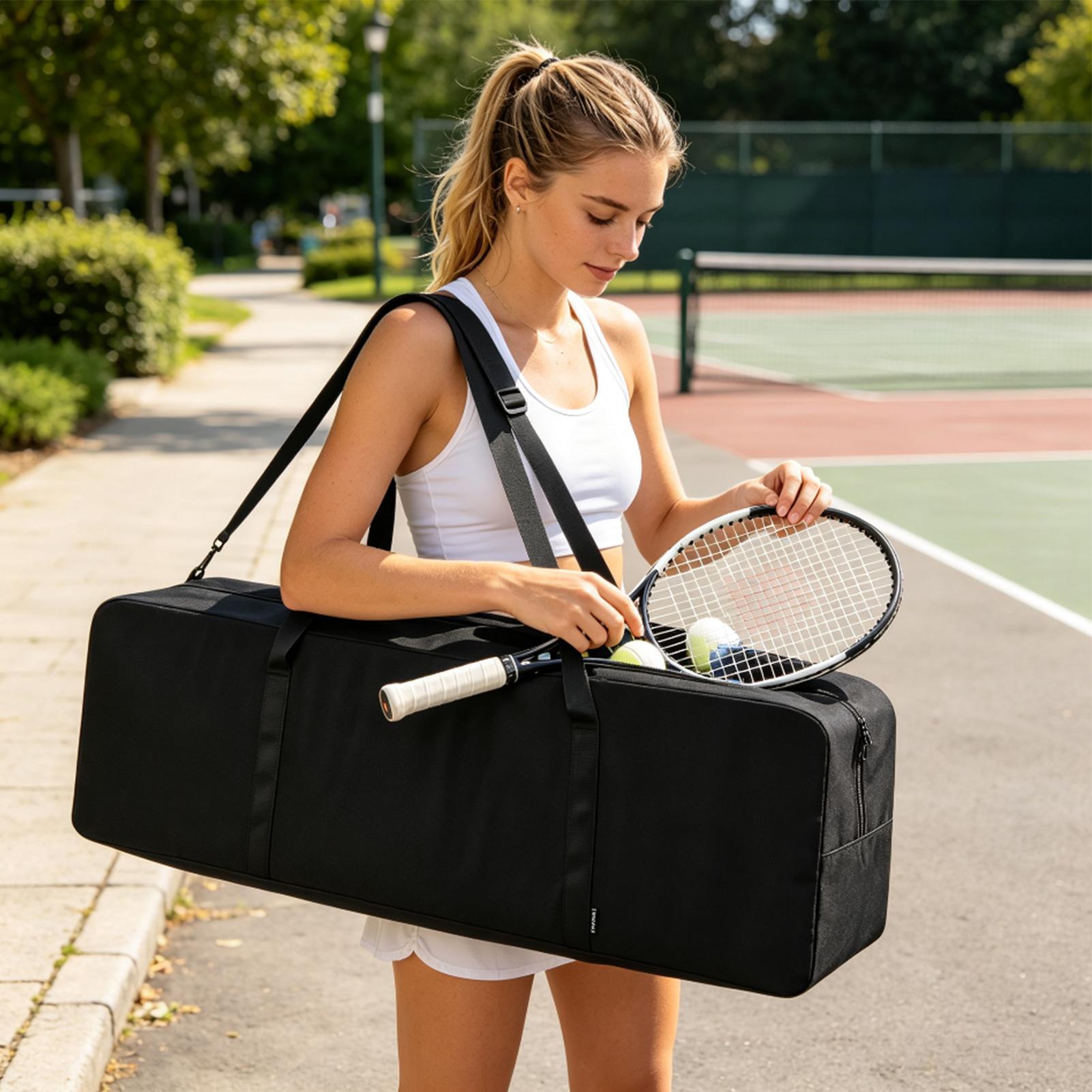 Badminton Bag - กระเป๋าใส่ตาข่ายพิคเคิลบอล กระเป๋าตาข่ายพับได้พร้อมซิป กระเป๋าชุดพิคเคิลบอลผ้าอ็อกซ์ฟอร์ด สำหรับแบดมินตัน เทนนิส เดินทาง